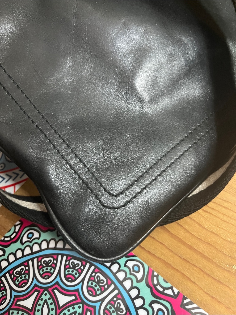 Bally Black Leather Messenger Bag with Cream-Striped Strap - Picture 7 of 12